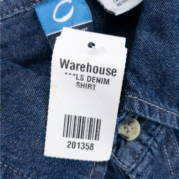 Men’s XL Denim Shirt Relaxed Fit Long Sleeve Button Down Workwear Dark Wash NWT - Picture 5 of 12